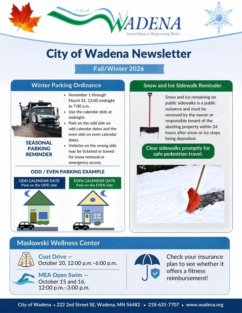 City of Wadena Newsletter Fall / Winter 2026