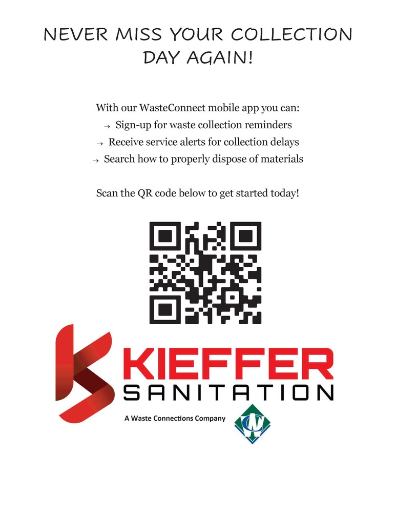 flyer with QR code for garbage updates