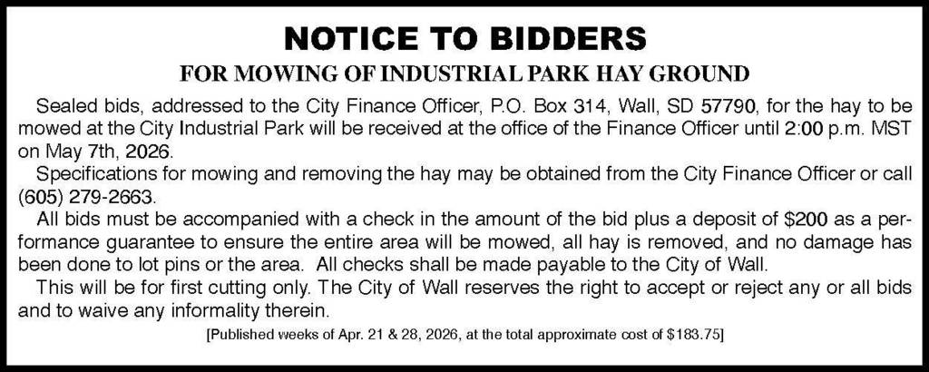 Industrial Park hay bid notice