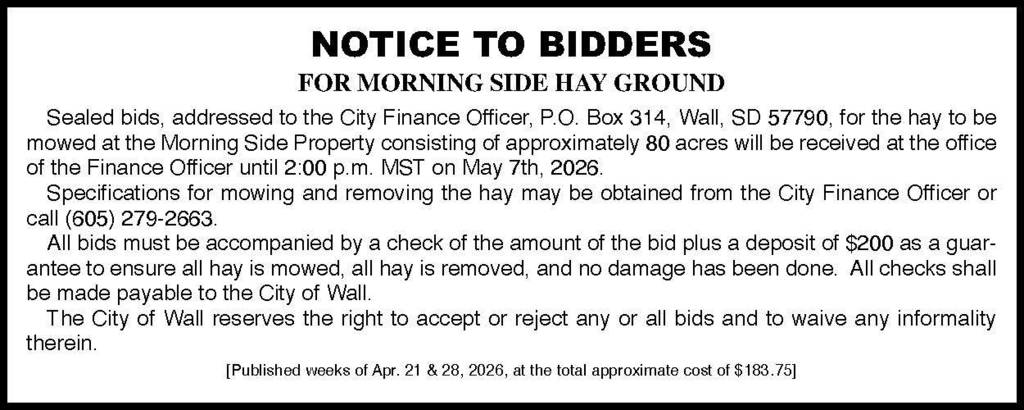Morning Side Hay Bid Notice