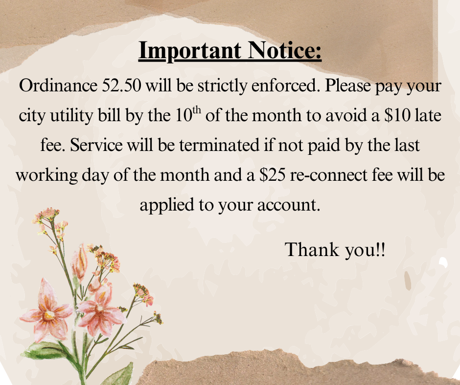 Notice regarding the enforcement of ordinance 52.50.