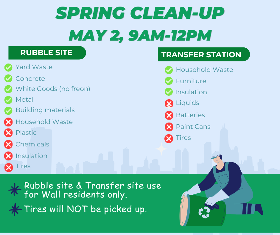 Items that can or can not be taken during Spring Clean up day May 2