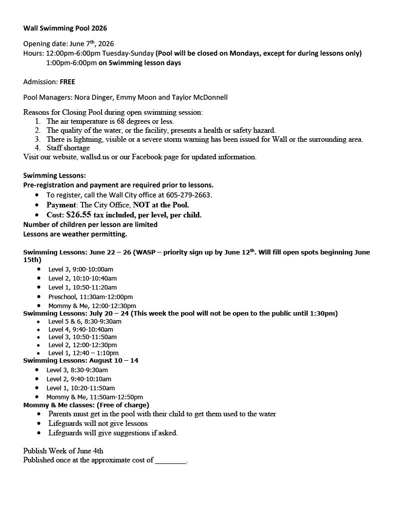 Information for Wall City Pool