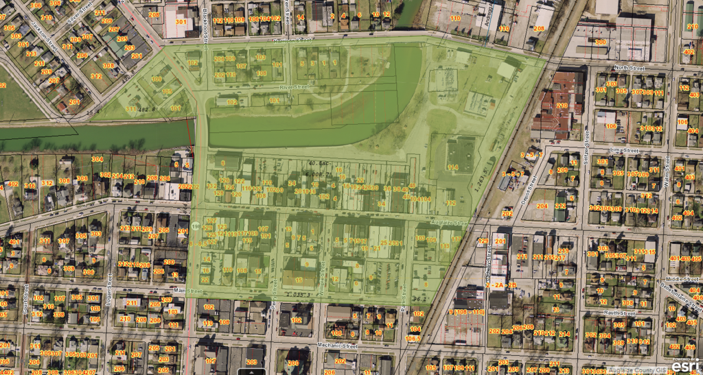 Map of downtown Wapakoneta with highlighted area showing the DORA