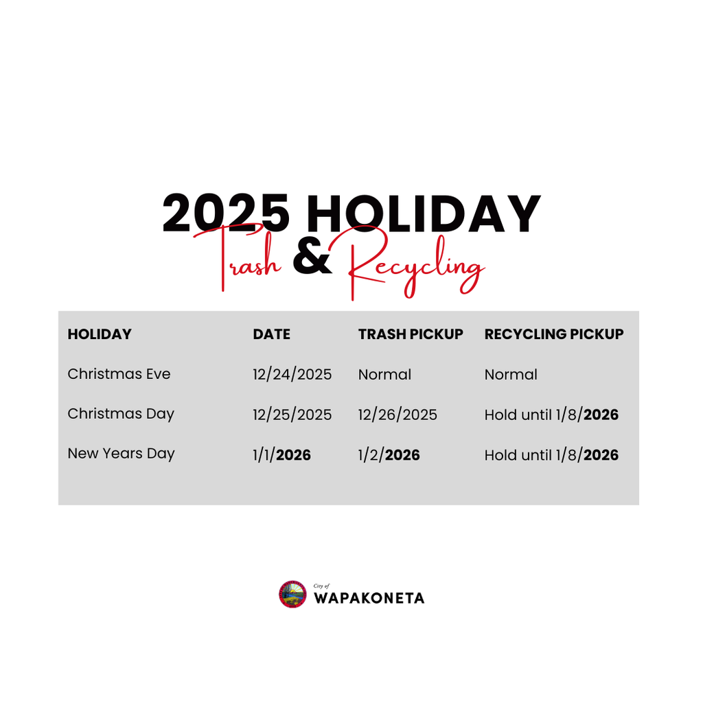 Holiday Schedule for Trash and Recycling