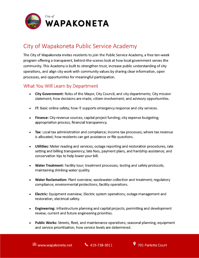 Public Service Academy Information Sheet