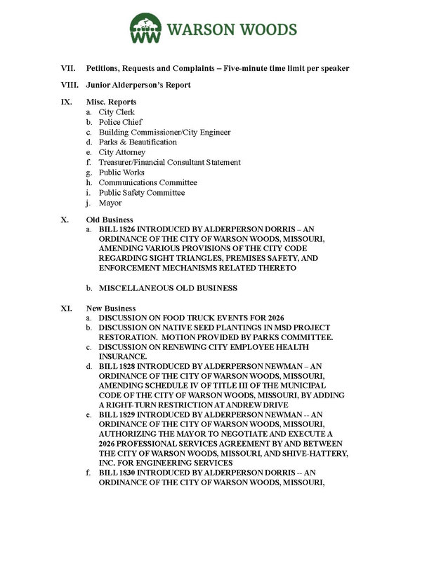 Board of Aldermen Agenda