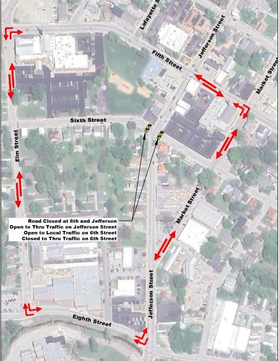 Jefferson and 6th closure - map 6-23-2025