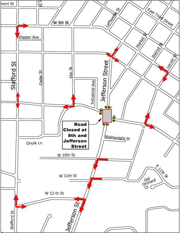 detour 8th and jefferson