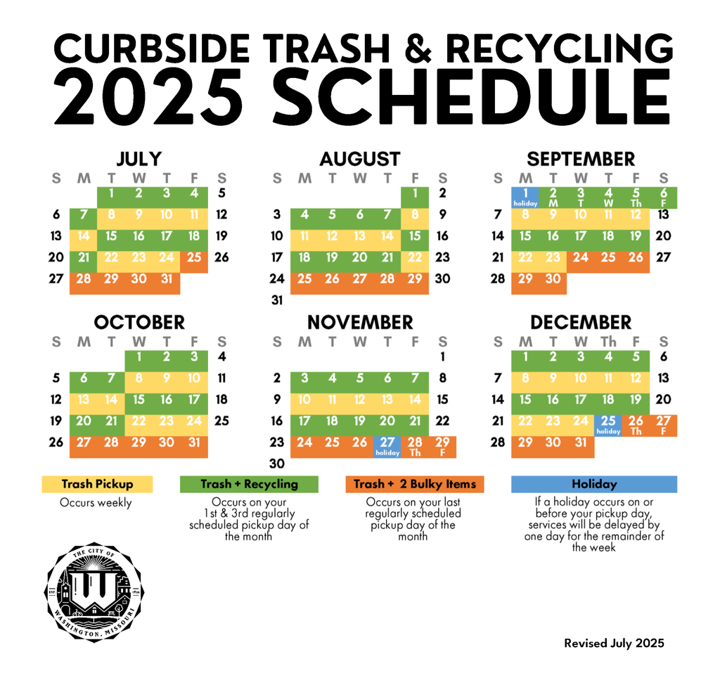Trash Schedule 2025 rev july
