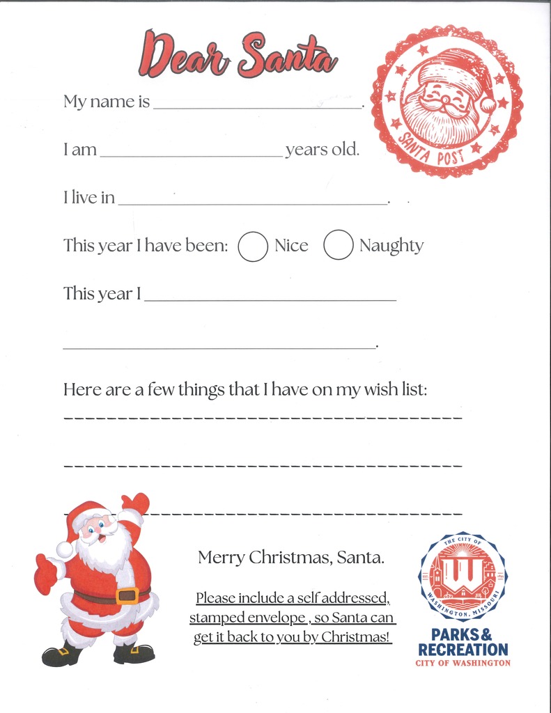 Dear Santa Letter for Printing