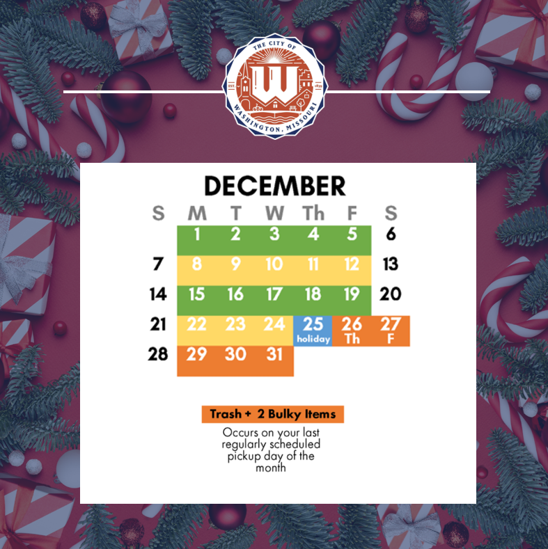 Curbside Collection Christmas Holiday Schedule