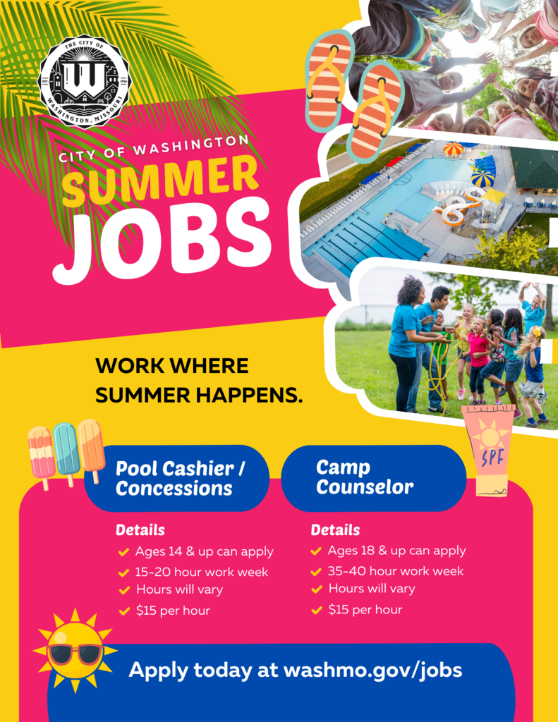listing of summer jobs for parks and recreation
