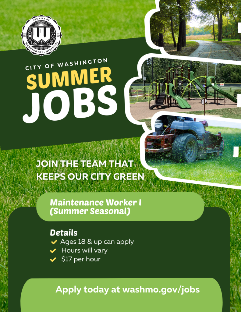 parks maintenance summer jobs flyer