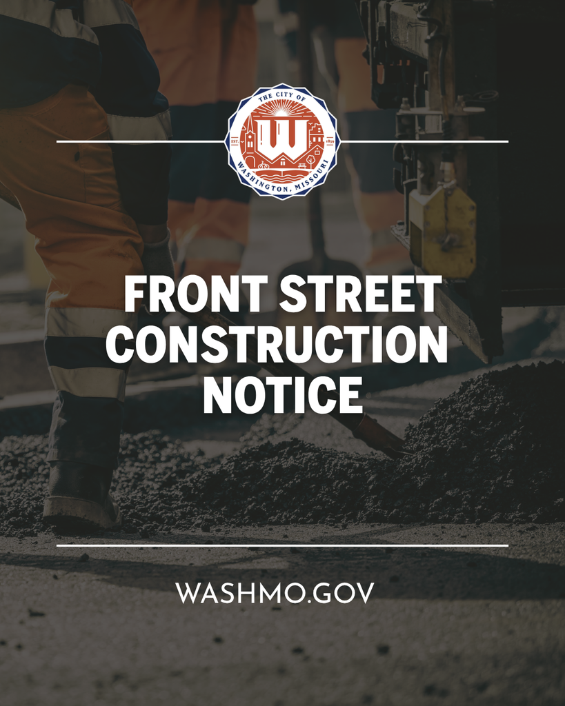 Street Construction work with the text "Front Street Construction Notice"
