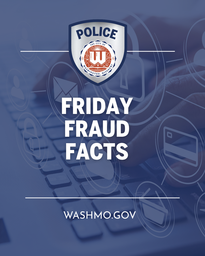 Hands typing on a keyboard with the text Friday Fraud Facts washmo.gov