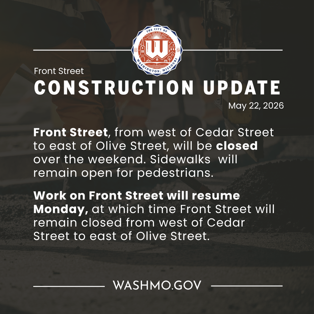 Front Street, from west of Cedar Street to east of Olive Street, will be closed over the weekend. Sidewalks will remain open for pedestrians. Work on Front Street will resume Monday, at which time Front Street will remain closed from west of Cedar Street to east of Olive Street.
