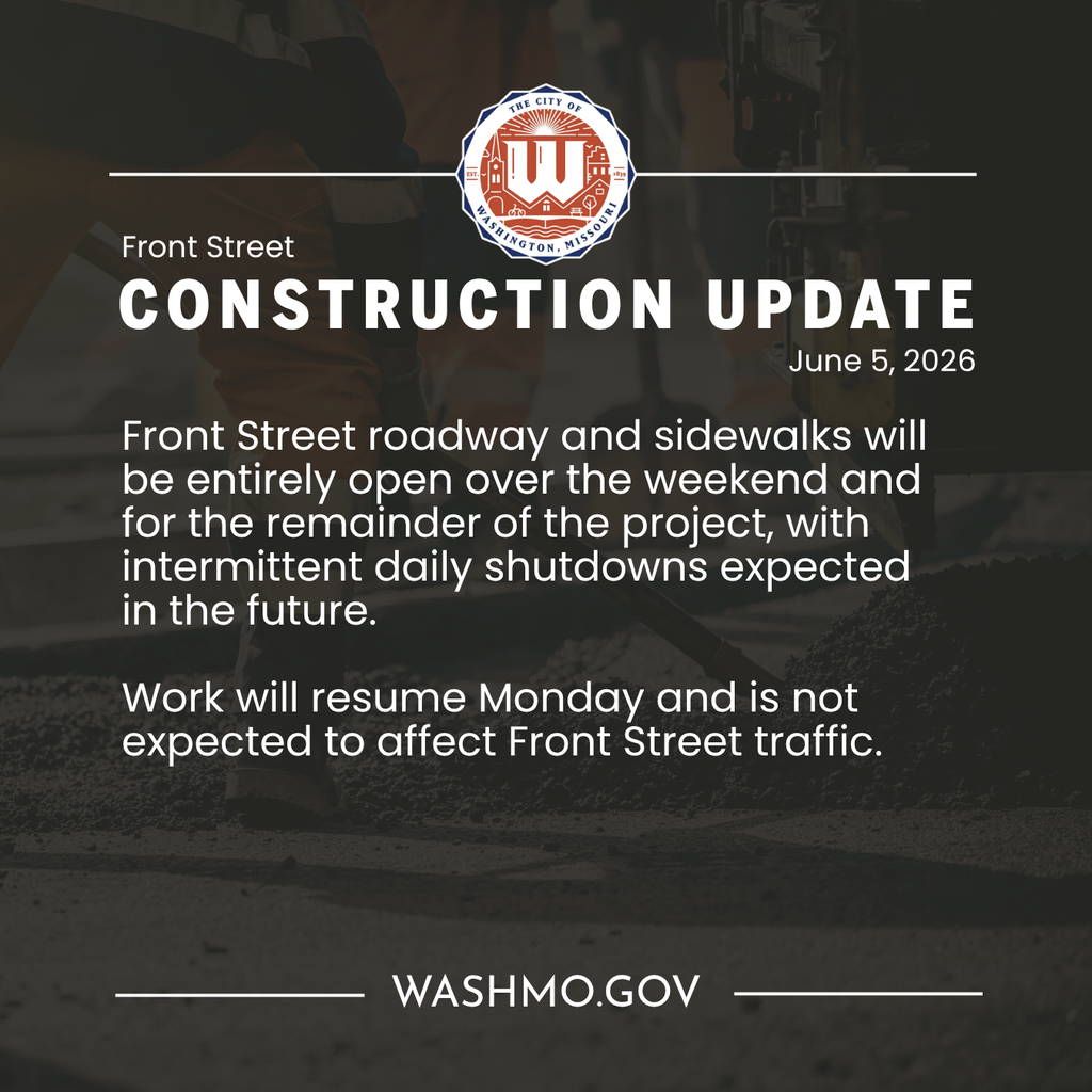 CONSTRUCTION UPDATE June 5, 2026 Front Street roadway and sidewalks will be entirely open over the weekend and for the remainder of the project, with intermittent daily shutdowns expected  in the future.   Work will resume Monday and is not expected to affect Front Street traffic. 