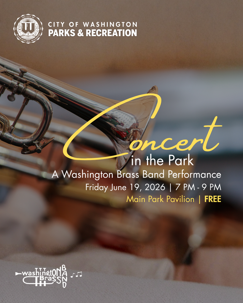 Concert in the Park Awashington Brass Band Performance Friday June 19, 2026 7 PM - 9 PM Main Park Pavilion FREE