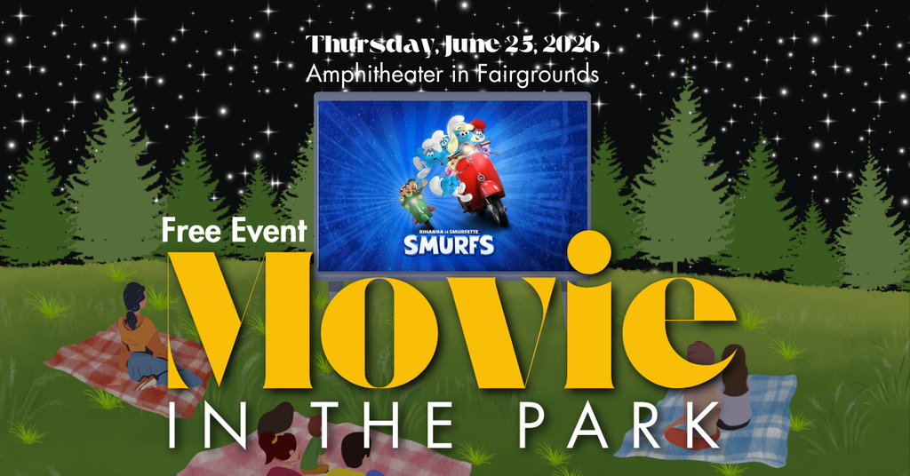 Thursaday June 25, 2026 Free event Movie in the Park featuring the Smurfs movie