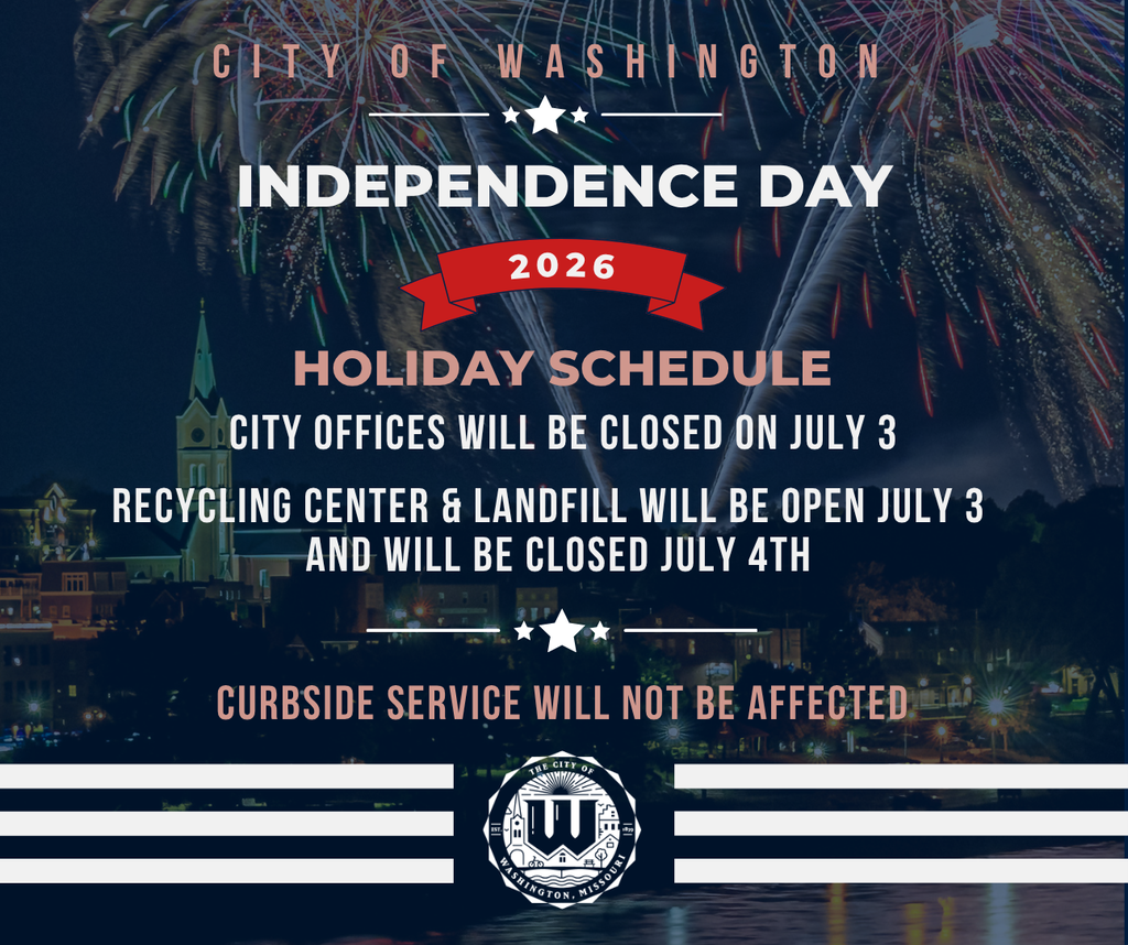 city of washington independence Day holiday schedule  city offices will be closed on july 3  RECYCLING CENTER & Landfill will be open july 3    and WILL BE CLOSED JULY 4TH  curbside service will not be affected