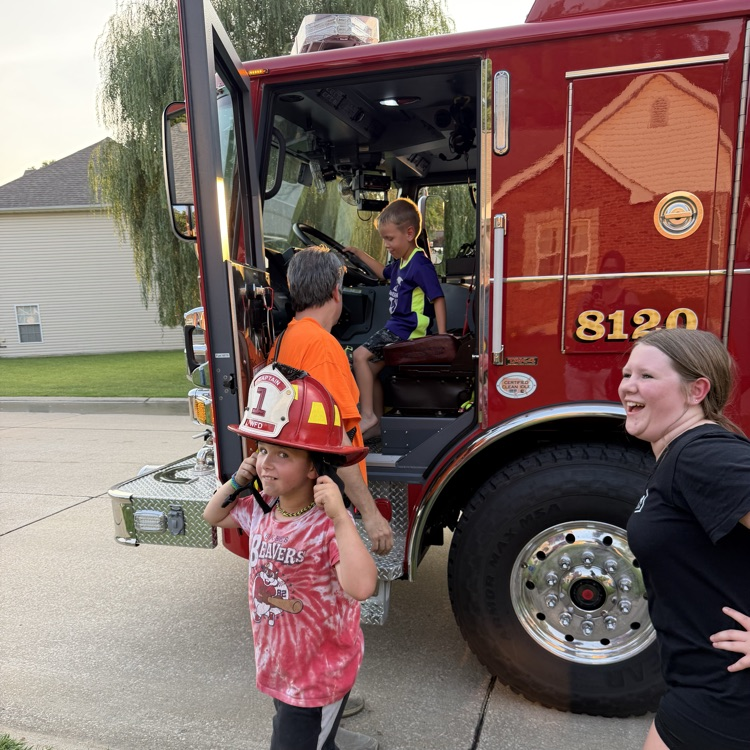 kids with fire truck