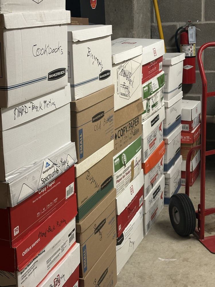 book boxes packed with books
