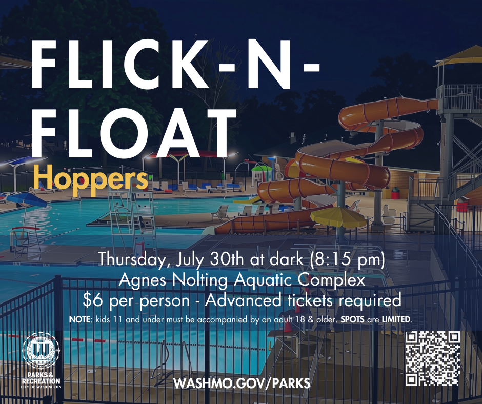 Flick-N-Float featuring the movie Hoppers - Thursday July 30th the gates open at 8:15PM and the movie begins after dark - $6 a person