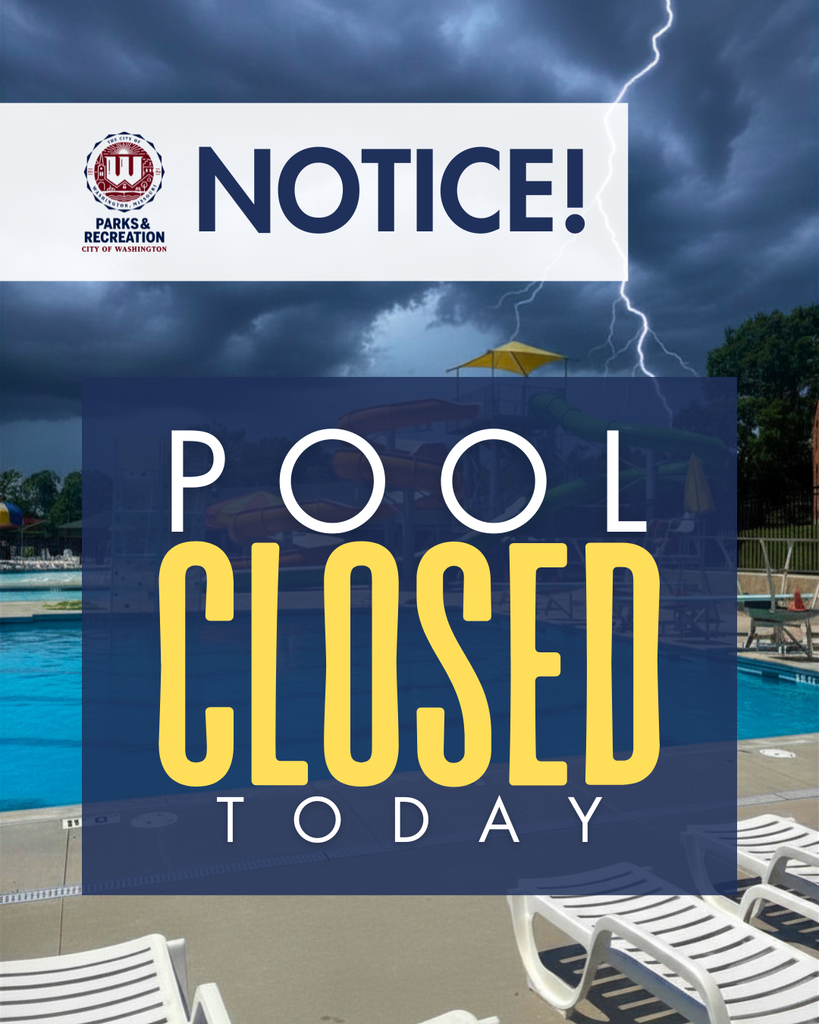 Pool Closed Today - image of the pool in a lightening storm