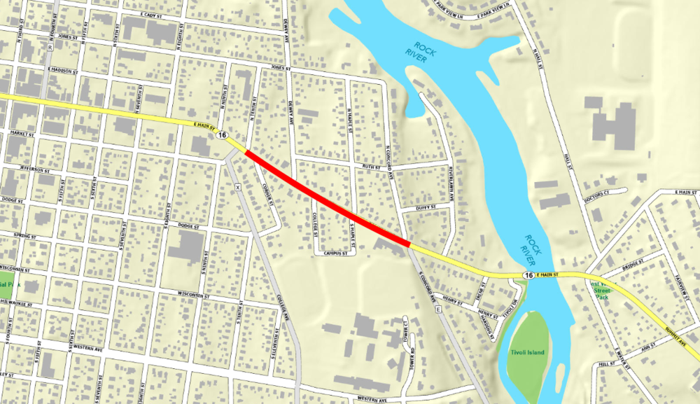 Map showing the affected area for mill and ocerlay work taking place on October 6 and 7.