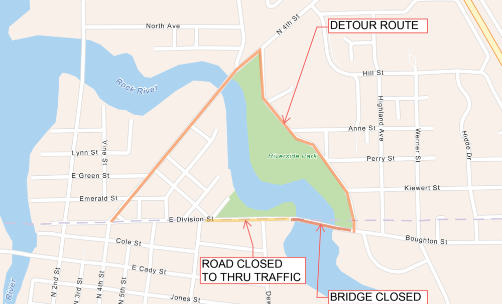 Map of the detour