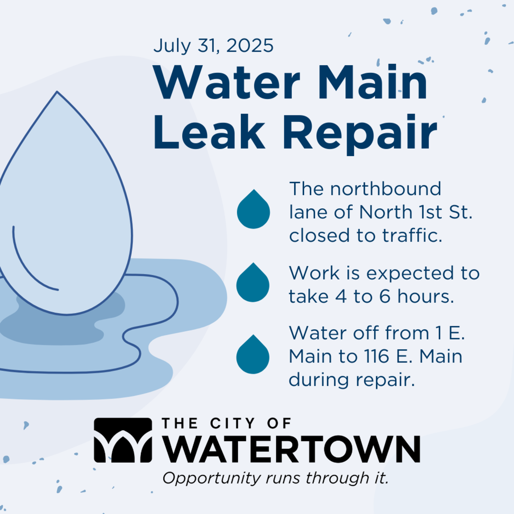 Water main leak repair July 31