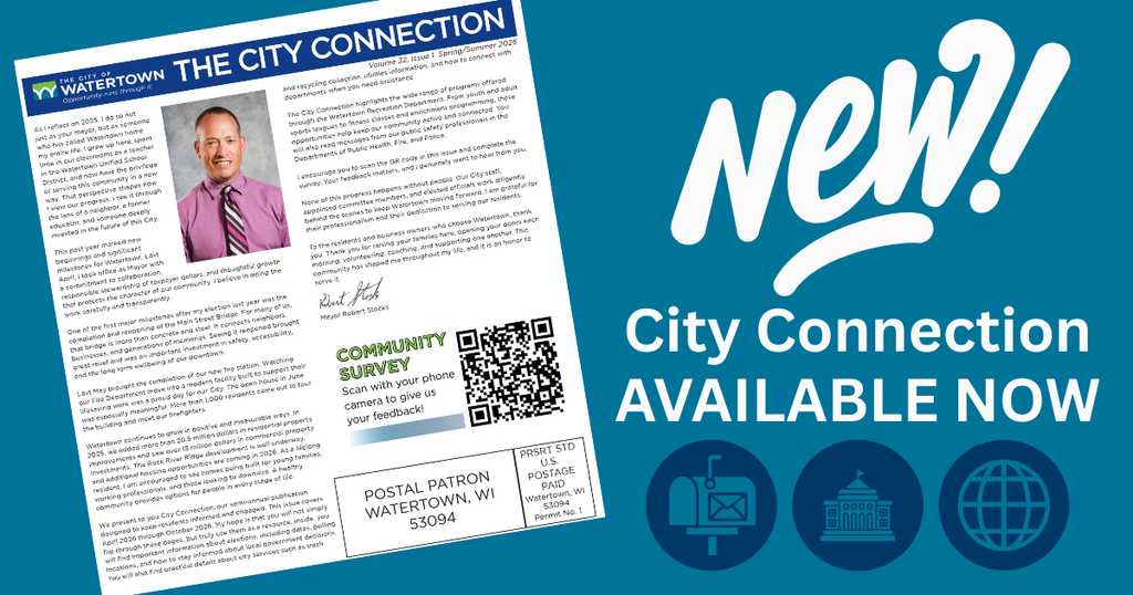 Picture of the front page of the City Connection magazine, wth the text "NEW! City Connection AVAILABLE NOW" in a decorative font