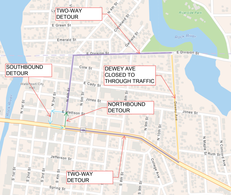 Dewey Ave. detour routes