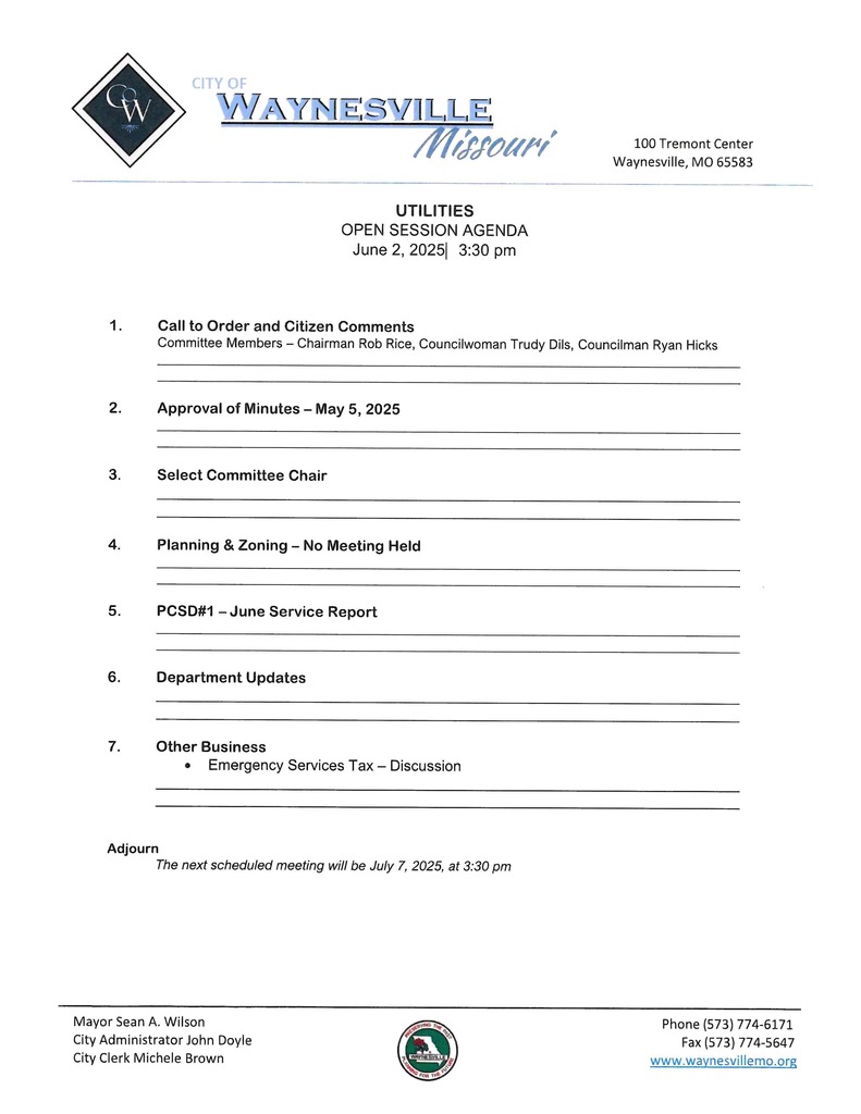 Utilities Agenda 06-02-25