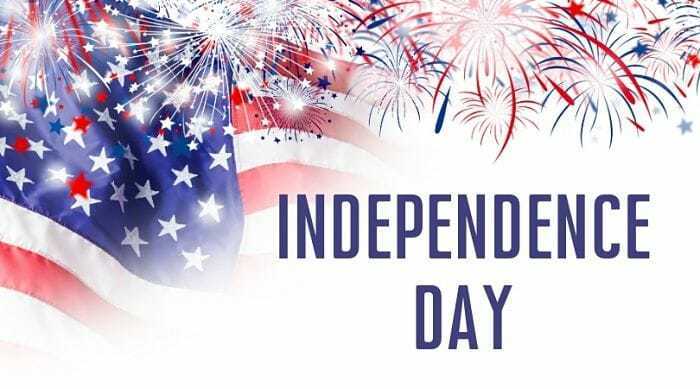 fourth of july fireworks and american flag