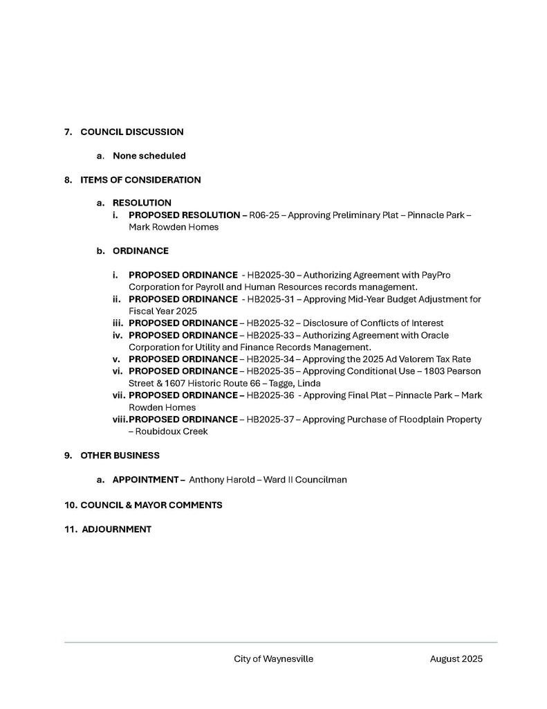 August City Council Meeting