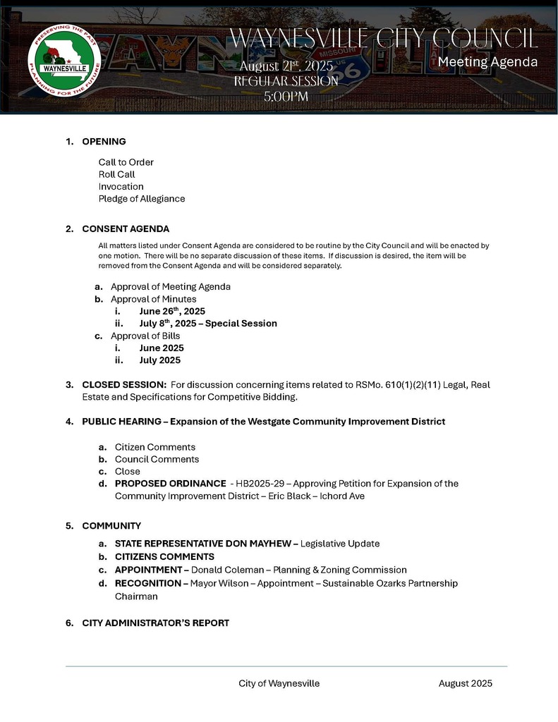 August City Council Meeting