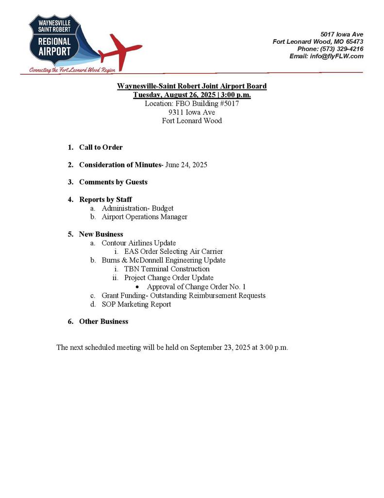 Airport Board Agenda