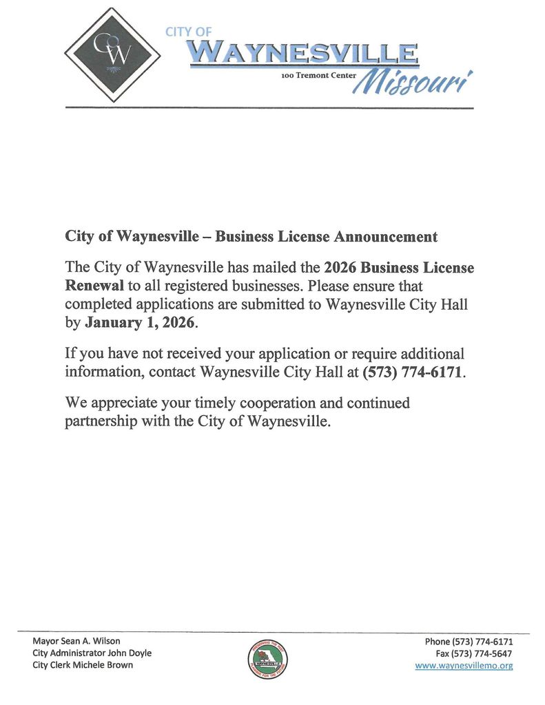 Business License Renewal Announcement
