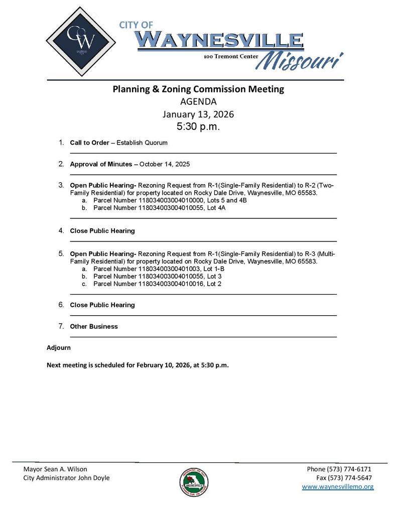 planning and zoning agenda items