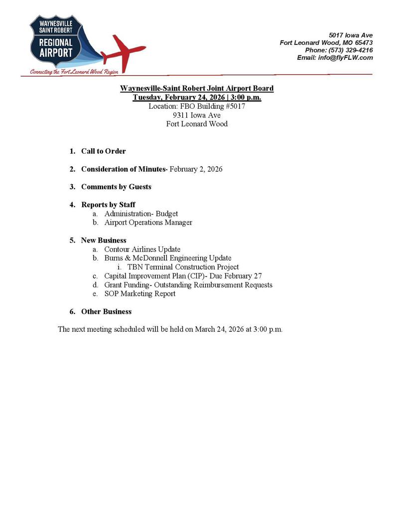 airport board agenda