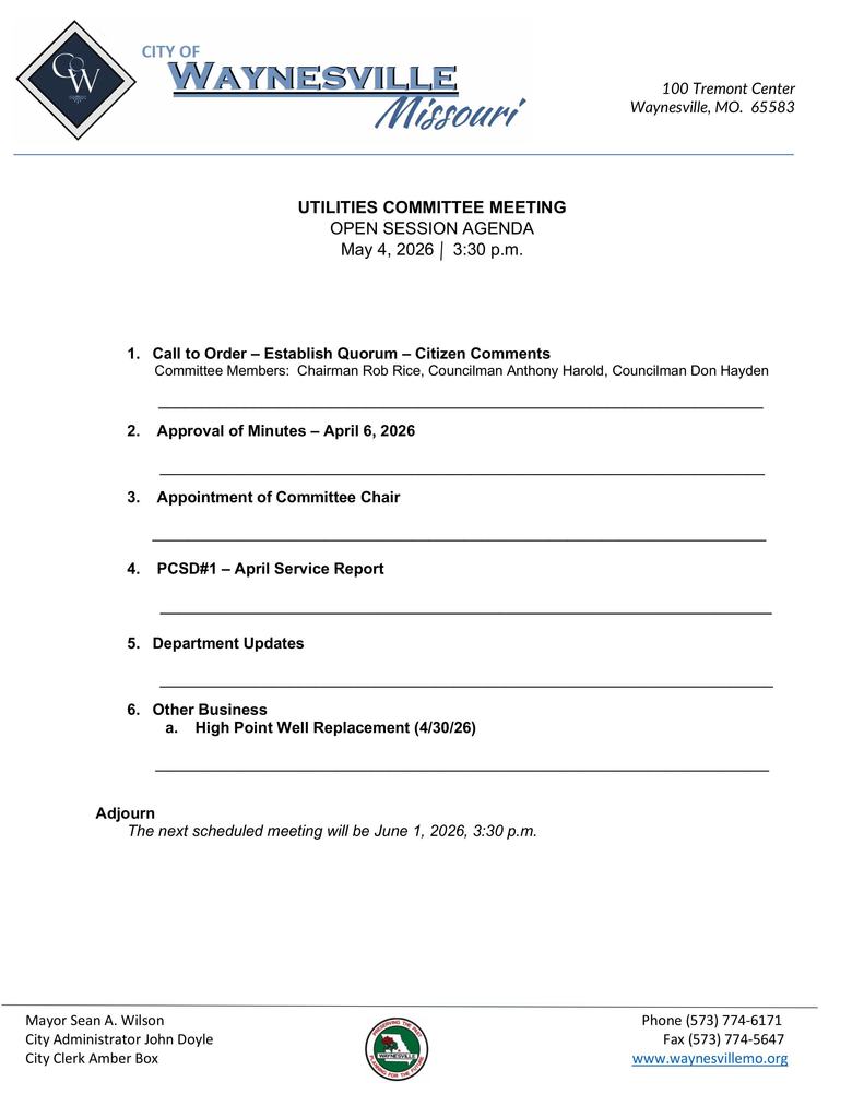 Utility Agenda 05-04-26