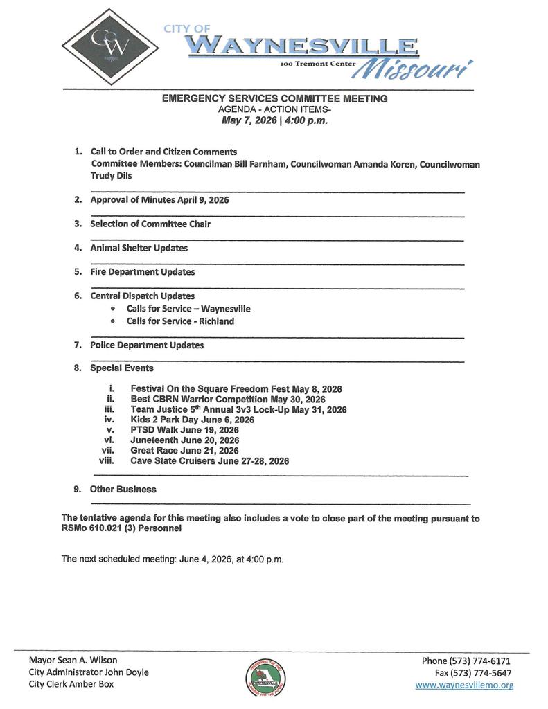 Emergency Services Committee Meeting