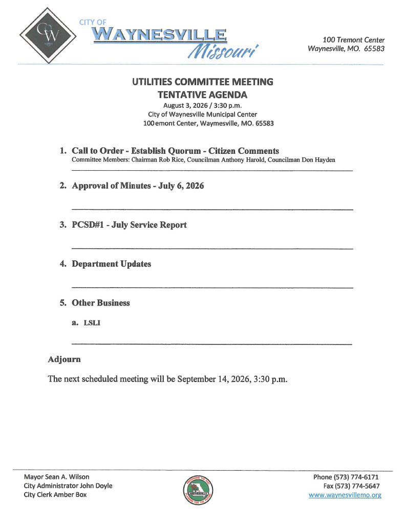 Utilities Agenda