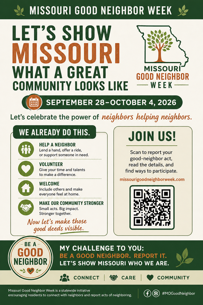 missouri good neighbor week flyer with qr code