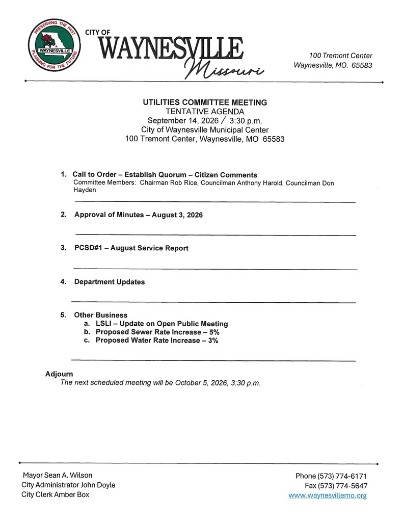 Utility Agenda 09-14-26