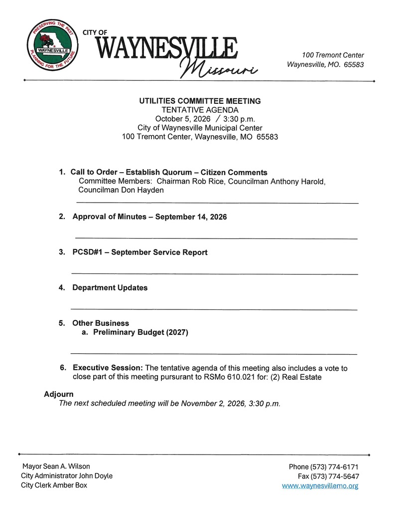 10-5-26 Utilities Committee Agenda