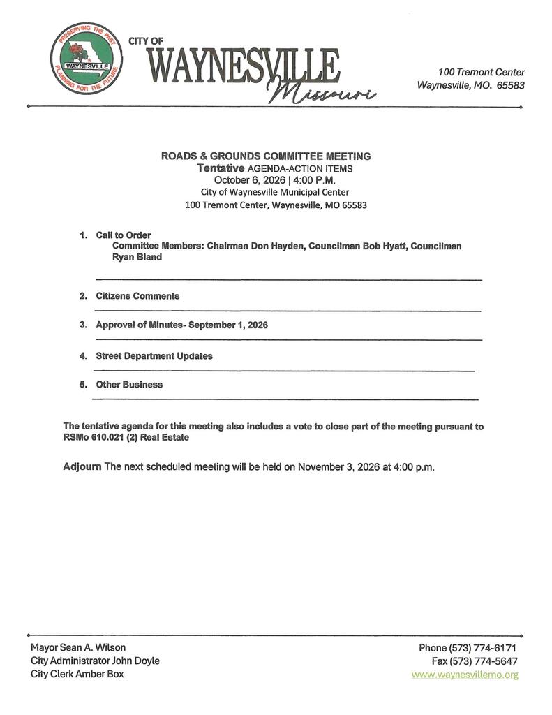 Roads & Ground Committee Meeting