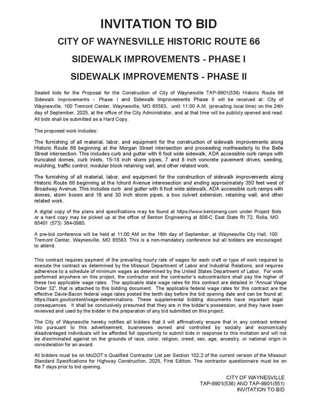 invitation to bid for sidewalk improvements